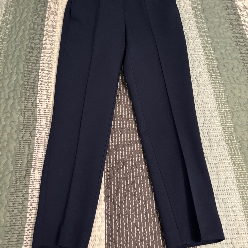 Ann Taylor Navy Petite Ankle Pant in Seasonless Stretch size OP